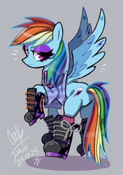 Size: 1240x1754 | Tagged: safe, artist:jully-park, gameloft, rainbow dash, pegasus, pony, g4, my little pony: magic princess, altered cutie mark, backwards cutie mark, edgy rainbow dash, gameloft interpretation, goth, spread wings, wings