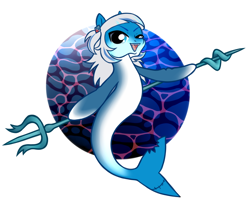 Size: 2000x1654 | Tagged: safe, artist:wtfponytime, hybrid, original species, pony, seapony (g4), shark, shark pony, abstract background, anime, crossover, female, filly, fish tail, foal, gawr gura, ocean, ponified, simple background, solo, swimming, tail, trident, underwater, vtuber, water, white background