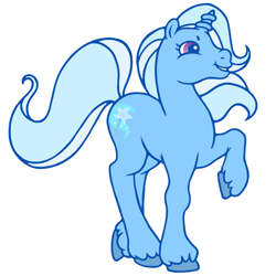 Size: 2000x2000 | Tagged: safe, artist:wtfponytime, derpibooru exclusive, trixie, pony, unicorn, g2, g4, cute, diatrixes, eyebrows, female, g4 to g2, generation leap, grin, high res, mare, raised hoof, simple background, smiling, smirk, smug, solo, unshorn fetlocks, white background