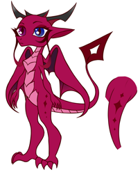 Size: 1612x2000 | Tagged: safe, artist:wtfponytime, dragon, anthro, bipedal, crossover, dragoness, dragonified, female, heterochromia, hololive, irys, reference sheet, simple background, solo, species swap, white background