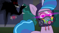 Size: 1280x720 | Tagged: safe, artist:vilord, izzy moonbow, pony, unicorn, wolf, g5, looking at you, night, sneaksy