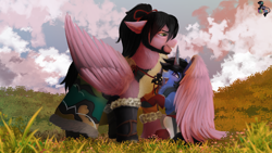 Size: 3840x2160 | Tagged: safe, artist:brainiac, oc, oc:brush stroke, pegasus, pony, unicorn, clothes, crossover, digital painting, false horn, female, final fantasy, final fantasy xiv, hien rijin, high res, large wings, male, mare, monk, ponified, samurai, stallion, wings