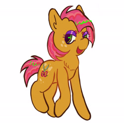 Size: 2048x2048 | Tagged: safe, artist:7redteeths, babs seed, pony, g4, beanbrows, eyebrows, eyeshadow, female, filly, foal, green, green eyes, high res, makeup, scissors, simple background, solo, white background