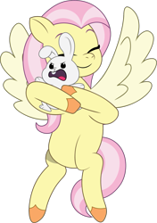 Size: 945x1342 | Tagged: safe, artist:prixy05, angel bunny, fluttershy, pegasus, pony, rabbit, g4, g5, my little pony: tell your tale, animal, flying, g4 to g5, generation leap, hug, simple background, solo, tell your tale accurate, transparent background, vector