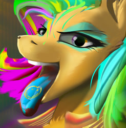 Size: 2664x2712 | Tagged: safe, artist:imadeoos, oc, oc only, pony, bust, high res, portrait, solo, tongue out