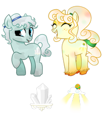 Size: 1546x1839 | Tagged: safe, artist:wtfponytime, oc, oc only, oc:gaudrey, oc:quartz trot, crystal pony, pony, cloven hooves, colt, crystal pony oc, cutie mark, female, filly, foal, freckles, hairband, male, ponytail, simple background, tail, tail band, transparent background, unshorn fetlocks