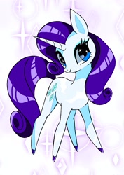 Size: 1448x2048 | Tagged: safe, artist:stacy_165cut, rarity, pony, unicorn, g4, female, looking at you, mare, pointy legs, smiling, smiling at you, solo