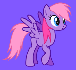 Size: 649x593 | Tagged: safe, artist:durpy, artist:mlpfanboy579, starsong, pegasus, pony, g3, g4, base used, cute, female, g3 to g4, generation leap, mare, purple background, raised hoof, raised leg, recolor, simple background, smiling, solo, starsawwwng