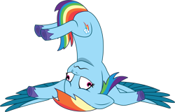 Size: 1490x951 | Tagged: safe, artist:prixy05, rainbow dash, pegasus, pony, g4, g5, my little pony: tell your tale, derp, g4 to g5, generation leap, rainbow crash, simple background, solo, transparent background, upside down, vector