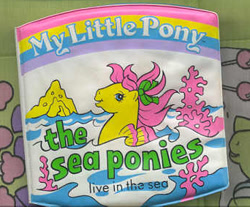 Size: 342x283 | Tagged: safe, seaspray (g1), sea pony, g1, official, bath book, book, book cover, captain obvious, cover, female, photo, solo, the sea ponies live in the sea