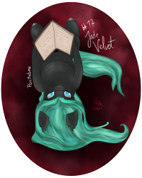 Size: 2720x3392 | Tagged: safe, artist:loopina, oc, oc only, oc:jade velvet, bat pony, book, female, high res, lying, mare, poctober, reading, simple background, solo, transparent background