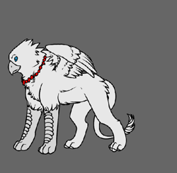 Size: 504x492 | Tagged: safe, oc, oc only, oc:gwyneira, big cat, bird, griffon, lion, azdressup, do not steal, female, gray background, griffon oc, jewelry, necklace, non-pony oc, original character do not steal, simple background, solo, white fur