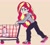 Size: 1246x1125 | Tagged: safe, artist:peel_a_na, sunset shimmer, human, g4, angry, clothes, female, hoodie, humanized, shopping cart, solo, unamused