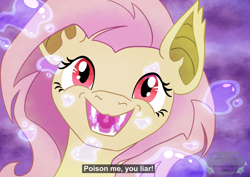Size: 5787x4092 | Tagged: safe, artist:elmer157typhlosion, fluttershy, bat pony, pony, g4, absurd resolution, bat ponified, bust, fangs, female, flutterbat, mare, open mouth, open smile, race swap, smiling, solo
