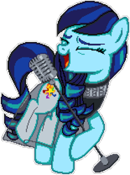 Size: 775x1040 | Tagged: safe, artist:epicvon, artist:jhayarr23, coloratura, earth pony, pony, g4, clothes, dress, eyes closed, female, manepxls, mare, microphone, open mouth, pixel art, pxls.space, rara, simple background, singing, smiling, solo, transparent background