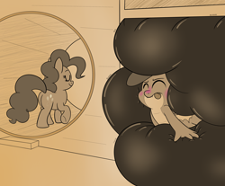 Size: 3500x2900 | Tagged: safe, artist:rupert, pinkie pie, spike, dragon, earth pony, pony, series:spiketober: rupert style, g4, balloonbutt, blushing, butt, cute, eyes closed, fangs, female, fetish, funhouse, high res, inflatable, inflatable fetish, lying down, male, monochrome, pinned, plot, prone, silly, smiling, spikabetes, squished, squishy, struggling, stuck, tongue out, tunnel