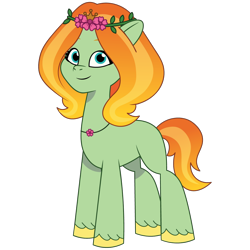 Size: 1200x1200 | Tagged: safe, artist:prixy05, flowa queen, earth pony, pony, g5, my little pony: tell your tale, female, floral head wreath, flower, jewelry, looking at you, mare, necklace, simple background, smiling, solo, transparent background, vector