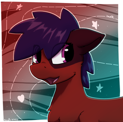 Size: 1500x1480 | Tagged: safe, artist:monycaalot, oc, oc only, oc:mony caalot, earth pony, pony, female, happy, heart, purple eyes, simple background, solo, stars