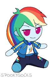 Size: 512x768 | Tagged: safe, artist:spookysocks, derpibooru exclusive, rainbow dash, equestria girls, g4, fumo, plushification, simple background, solo, touhou, white background