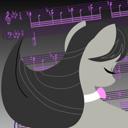 Size: 1000x1000 | Tagged: safe, artist:bethiebo, octavia melody, earth pony, pony, g4, bowtie, bust, eyes closed, female, lineless, mare, music notes, portrait, solo