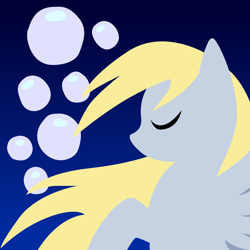 Size: 1000x1000 | Tagged: safe, artist:bethiebo, derpy hooves, pony, g4, bubble, cutie mark background, eyes closed, female, gradient background, lineless, mare, solo