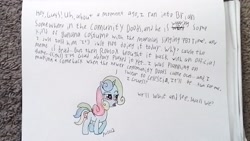 Size: 3264x1836 | Tagged: safe, artist:puzzlshield2, derpibooru exclusive, oc, oc:puzzle shield, alicorn, pony, alicorn oc, blog, breaking the fourth wall, brian griffin, community related, crossover, dialogue, doodle, drawing, family guy, horn, meme, traditional art, wings