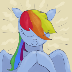 Size: 3000x3000 | Tagged: safe, alternate version, artist:rapt, rainbow dash, pegasus, pony, g4, colored, female, high res, mare, meditating, praying, solo