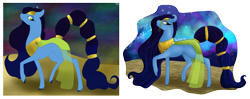 Size: 1892x748 | Tagged: safe, artist:loopina, oc, oc:minuit, saddle arabian, female, mare, queen, redraw, simple background, solo, sultane, transparent background