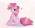 Size: 1024x813 | Tagged: safe, artist:arllistar, pinkie pie, earth pony, pony, g4, cute, diapinkes, ear fluff, female, heart, looking back, mare, missing cutie mark, open mouth, open smile, simple background, sitting, smiling, solo, white background