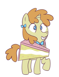 Size: 650x850 | Tagged: safe, artist:wanda, pumpkin cake, pony, unicorn, g4, cake, cake costume, clothes, costume, female, filly, foal, food, food costume, older, older pumpkin cake, simple background, smiling, solo, white background