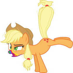 Size: 3030x3000 | Tagged: safe, artist:cloudy glow, applejack, earth pony, pony, 28 pranks later, g4, .ai available, betrayal, cookie zombie, female, high res, kicking, mare, simple background, solo, transparent background, vector