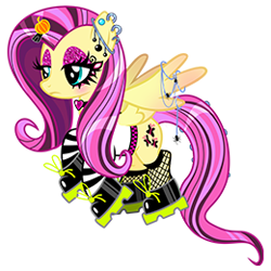 Size: 260x260 | Tagged: safe, gameloft, fluttershy, pegasus, pony, g4, my little pony: magic princess, clothes, edgy, edgy fluttershy, makeup, simple background, socks, solo, transparent background