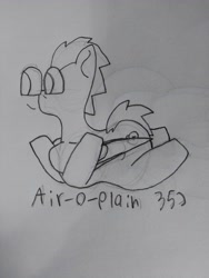 Size: 3456x4608 | Tagged: safe, artist:acid flask, derpibooru exclusive, oc, oc only, oc:air-o-plain, original species, 2d, male, silly, solo, stallion, text, traditional art