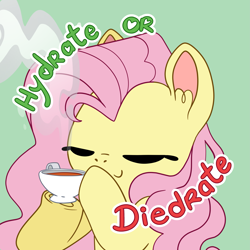 Size: 3319x3319 | Tagged: safe, artist:cutepencilcase, part of a set, fluttershy, pegasus, pony, g4, cup, cute, eyes closed, female, happy, high res, mare, shyabetes, smiling, solo, steam, teacup