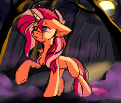 Size: 1912x1631 | Tagged: safe, artist:yuris, sunset shimmer, pony, unicorn, g4, forest, moon, night, sketch, solo, walking