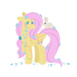 Size: 1500x1500 | Tagged: safe, artist:pink-pone, angel bunny, fluttershy, pony, g4, crying, simple background, white background