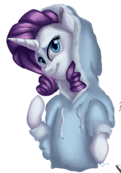 Size: 433x619 | Tagged: safe, artist:alorpax, rarity, pony, g4, clothes, hoodie, simple background, solo, white background