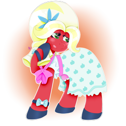 Size: 1600x1600 | Tagged: safe, artist:kathepart, big macintosh, earth pony, pony, g4, bloomers, clothes, crossdressing, dress, hoof shoes, lipstick, male, orchard blossom, simple background, solo, stallion, standing, transparent background