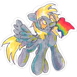 Size: 700x700 | Tagged: safe, artist:larvaecandy, derpy hooves, pegasus, pony, g4, gay pride flag, pride, pride flag, rainbow flag, simple background, solo, transparent background