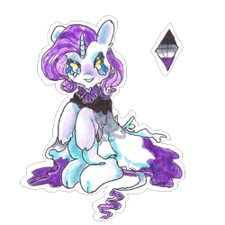 Size: 1000x1000 | Tagged: safe, artist:larvaecandy, rarity, pony, unicorn, g4, asexual, asexual pride flag, cloven hooves, leonine tail, pride, pride flag, simple background, solo, tail, transparent background