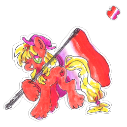 Size: 1100x1100 | Tagged: safe, artist:larvaecandy, applejack, earth pony, pony, g4, female, lesbian, lesbian pride flag, pride, pride flag, simple background, solo, transparent background