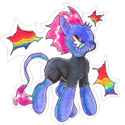 Size: 800x800 | Tagged: safe, artist:larvaecandy, tempest shadow, pony, unicorn, g4, broken horn, gay pride flag, horn, pride, pride flag, rainbow flag, simple background, solo, transparent background