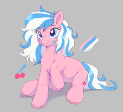 Size: 715x650 | Tagged: oc name needed, safe, artist:g4bby, oc, earth pony, pony, closed mouth, female, freckles, mare, simple background, sitting, smiling, solo, unshorn fetlocks