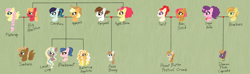 Size: 4859x1441 | Tagged: safe, artist:melodic-melodrama, apple bloom, applejack, babs seed, big macintosh, coloratura, fluttershy, pipsqueak, twist, oc, oc:anne bonny, oc:bluebonnet, oc:buttercup bagatelle, oc:damsom plum cake, oc:lariat loop, oc:peanut butter pretzel crunch, oc:sunburn, earth pony, pegasus, pony, g4, alternate hairstyle, apple family next generation, apple siblings, apple sisters, ascot, base used, beard, braid, brother and sister, bust, colt, ear piercing, earring, facial hair, family tree, female, filly, foal, freckles, glasses, jewelry, lesbian, magical lesbian spawn, male, mare, next generation, nose piercing, nose ring, offspring, older, older apple bloom, older babs seed, older pipsqueak, older twist, parent:apple bloom, parent:applejack, parent:babs seed, parent:big macintosh, parent:coloratura, parent:fluttershy, parent:pipsqueak, parent:twist, parents:babstwist, parents:fluttermac, parents:pipbloom, parents:rarajack, parents:sugarburn, piercing, ponytail, ship:babstwist, ship:fluttermac, ship:pipbloom, ship:rarajack, shipping, siblings, sisters, stallion, straight, sugarburn