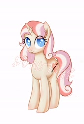 Size: 2106x3072 | Tagged: safe, artist:eclipsaaa, oc, oc only, pony, unicorn, high res, horn, no pupils, obtrusive watermark, simple background, solo, unicorn oc, watermark, white background