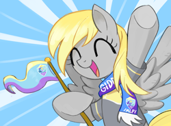 Size: 2374x1744 | Tagged: artist needed, safe, derpy hooves, pegasus, pony, g4, /mlp/, 4chan cup, cheering, female, giddy up, mare, solo, spread wings, wings