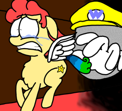 Size: 3351x3023 | Tagged: safe, artist:professorventurer, oc, oc:power star, pegasus, pony, crying, every copy of super mario 64 is personalized, gums, halloween, high res, holiday, not canon, rule 85, running, song in the description, super mario 64, super mario bros., the wario apparition