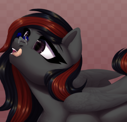 Size: 2676x2570 | Tagged: safe, artist:nika-rain, oc, oc:mb midnight breeze, oc:se solar eclipse, pegasus, pony, couple, drool, drool string, duo, duo male and female, fear, female, folded wings, high res, hungry, imminent vore, in love, kitchen eyes, licking, licking lips, looking at each other, looking at someone, macro/micro, male, muzzle, open mouth, pegasus oc, pony oc, salivating, simple background, size difference, snoot, teeth, tongue out, wings