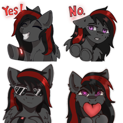 Size: 1024x1024 | Tagged: safe, artist:freak-side, oc, oc only, oc:se solar eclipse, pegasus, pony, chest fluff, cooler, cute, ear fluff, emotions, eyes closed, fluffy, heart, heart eyes, looking at you, pegasus oc, pony oc, simple background, smiling, smiling at you, solo, sticker, sticker set, sunglasses, transparent background, watch, wing fluff, wingding eyes, wings, wristwatch
