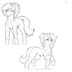 Size: 1500x1500 | Tagged: safe, artist:nsilverdraws, oc, oc:maelfrost, android, pony, robot, robot pony, looking at you, male, reference sheet, sketch, smiling, smug, solo
